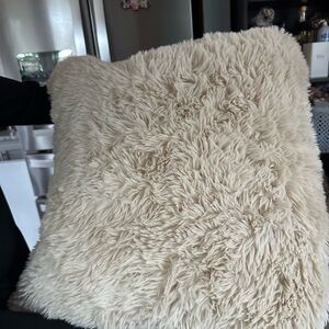 Fluffy Cream Throw Pillow